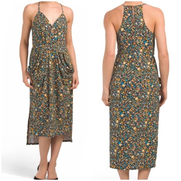 BCBGeneration Dresses & Skirts - 2/$20 BCBGeneration Floral Midi Dress With Draped Pockets Small